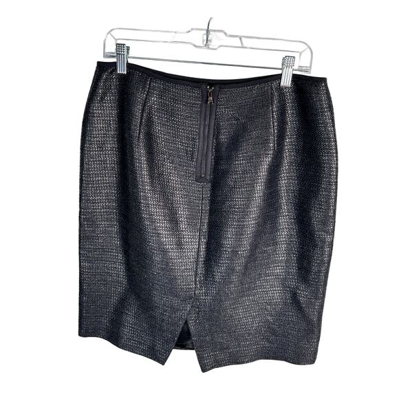 Elie Tahari 8 Stretch WOVEN BAMBOO Cindy Pencil Skirt $228 Textured Black - Picture 3 of 6